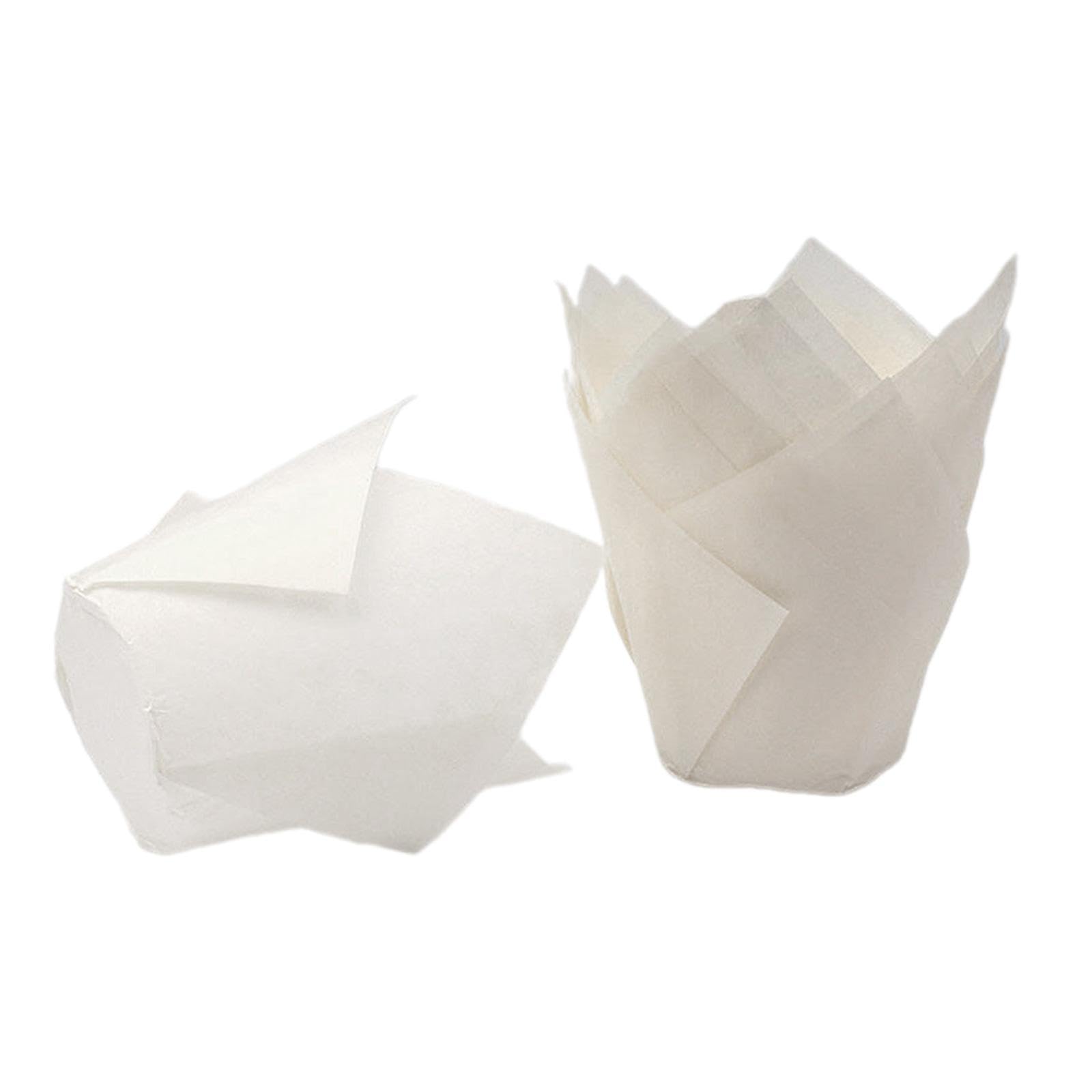 50 envoltorios para cupcakes blancos y soportes individuales resistentes para muffins