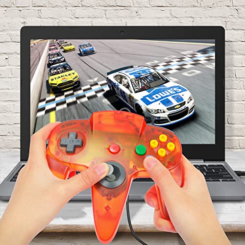 Image of Wired USB N64 Controller, FISUPER Classic Video Game Controller USB Gamepad for Windows PC MAC Raspberry PI Retropie (Clear Red)