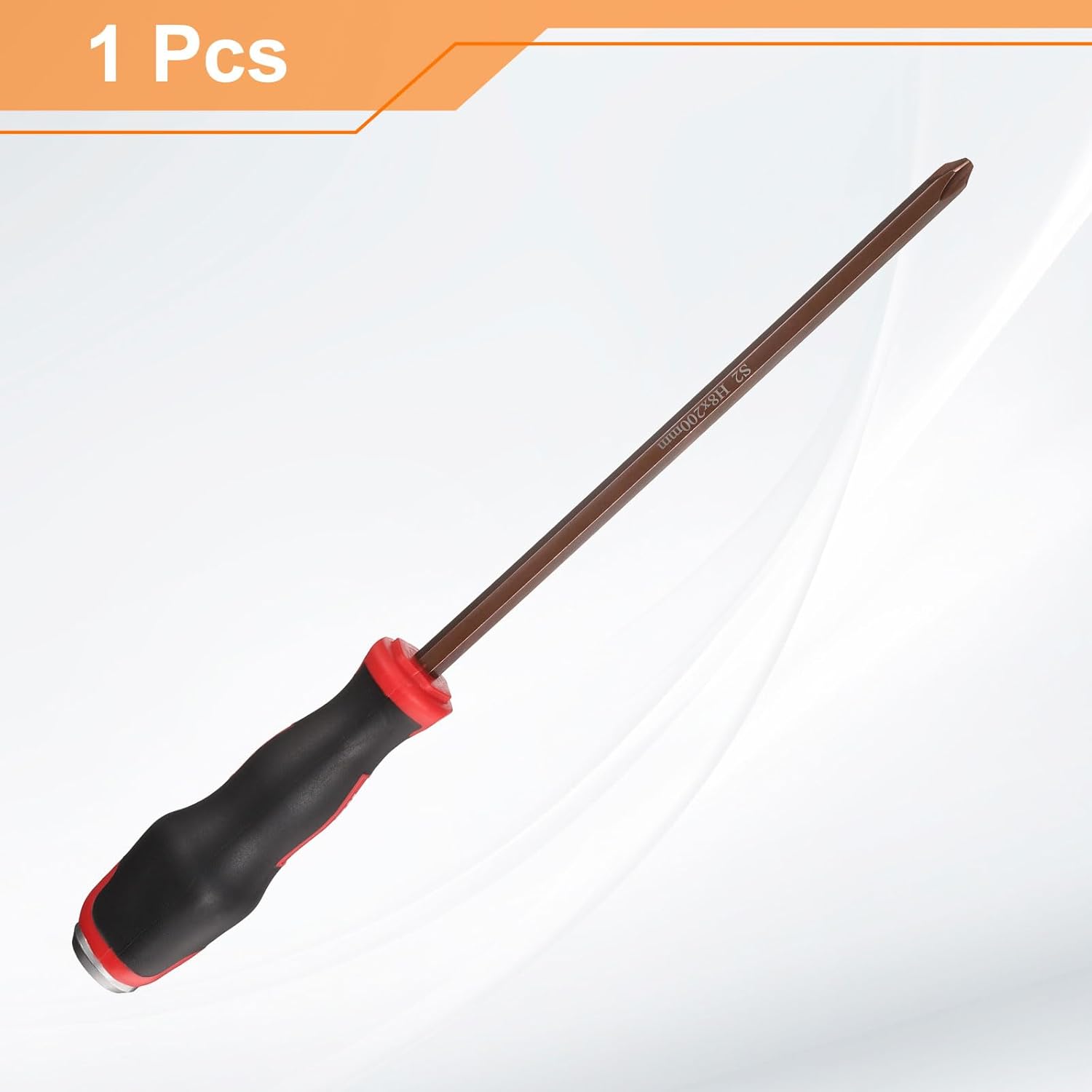 HARFINGTON PH4 Phillips Screwdriver #4 12.99" Magnetic Screwdrivers 5.12" Heat-Treated S2 Alloy Steel with Ergonomic Handle for DIY Repairing, Red Brown