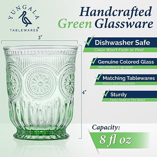 Yungala Green Small Drinking Glasses Set of 6 Vintage Hobnail 8 oz by Yungala - Used condition - Image 2