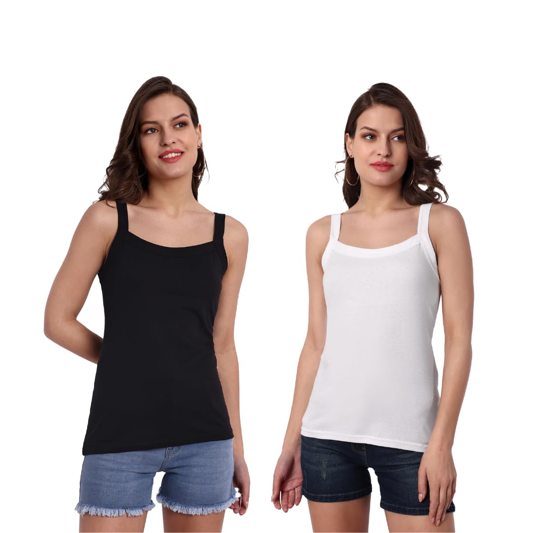 Fashionable Cotton Spaghetti Camisole Tank Top for Girls and Women Daily Usage Racerback Unstretchable Cloth Styled-image-26