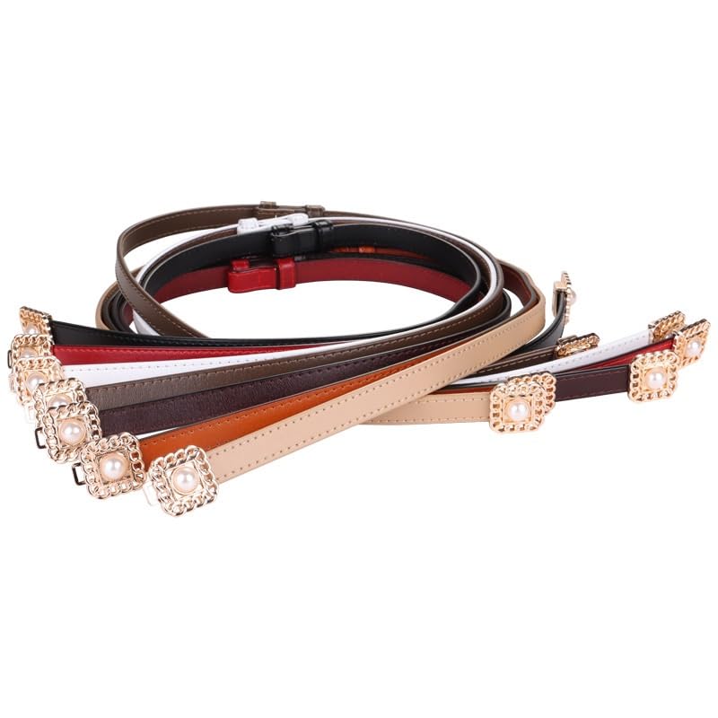 HBJWOV Women's Leather Thin Belt Decoration Suit Sweater With Dress Waist Chain Retro Small Belt(D)3