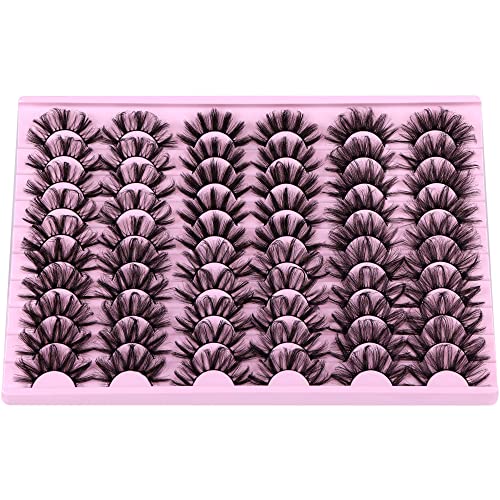 30 Pairs Dramatic Fake Eyelashes Fluffy Long Strip Lashes Mink Bulk Thick Curly 6 Styles 20Mm D Curl False Eyelashes Wispy Full Volume Big Eye Lashes By Gvefetiee #TOP7