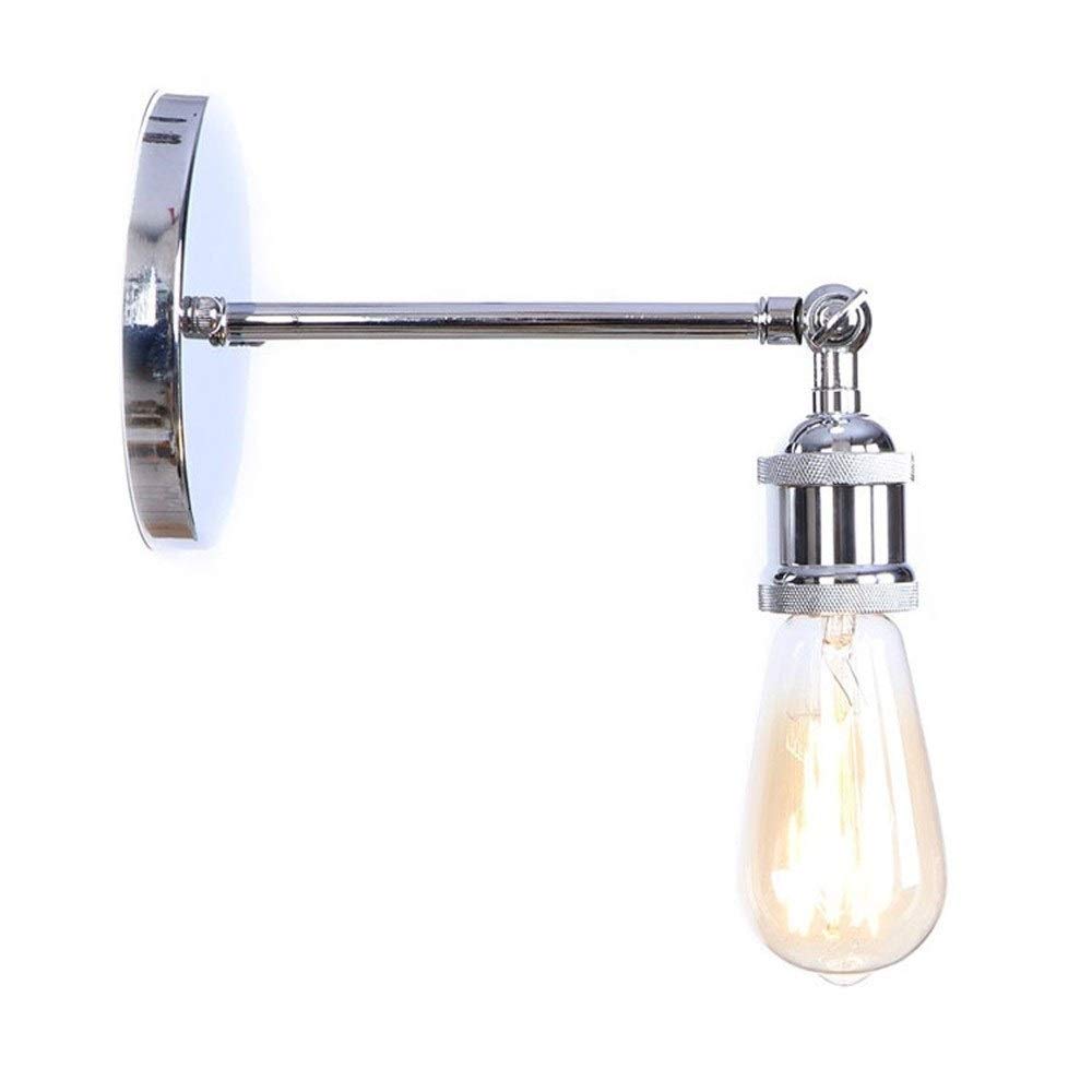 SXSCARKX Modern Industrial Wall Lamps, Bedroom Bedside Light, Minimalist Led Bed Reading Lamp Swing Arm Dimmable Headboard Surface Mount Brushed Chrome Finish Sconce Living Room Edison E27/