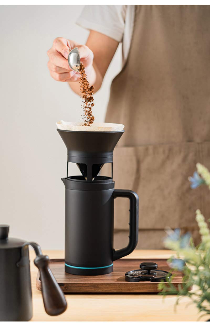 Cafetera de prensa francesa de acero inoxidable, 4 en 1, olla de café frío y moca, 34 onzas, fácil de limpiar