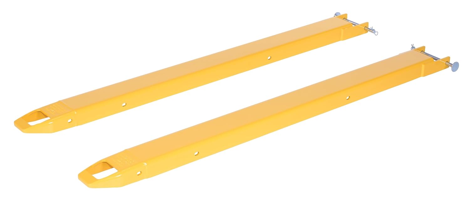 Vestil FE-4-63-P Steel Pin Style Fork Extensions 4 in. x 63 in. 4000 Lb. Capacity Yellow