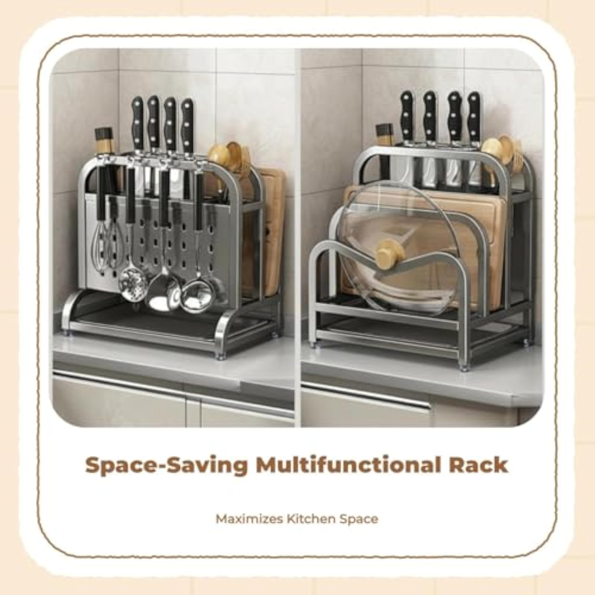 Kitchen Storage Rack, Stainless Steel Organizer for Cutting Boards