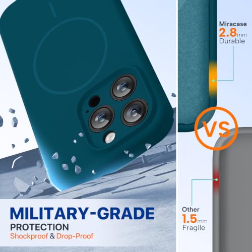 Image of miracase Magnetic for iPhone 15 Pro Case, [Soft Anti-Scratch Microfiber Lining], Compatible with MagSafe, Liquid Silicone Shockproof Drop Protection Phone Case for 15 Pro, Teal