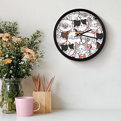 Pendule murale chat cartoon moderne et silencieuse de 25.4cm
