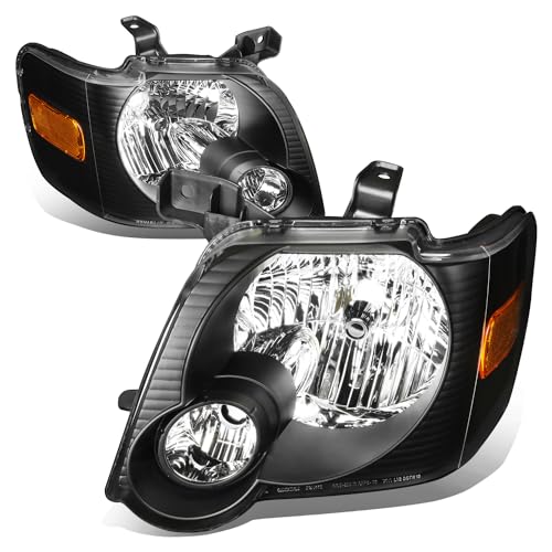 Auto Dynasty Headlight Assembly Headlamps Compatible with 2006 2007 2008 2009 2010 Ford Explorer/Sport Trac, Driver and Passengers, Black Housing Amber Corner