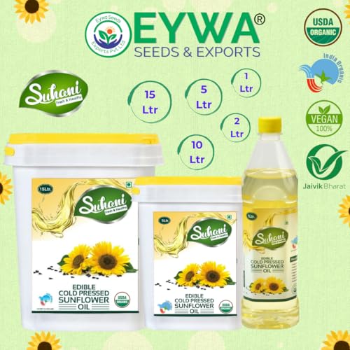 Image of Eywa Seeds & Exports Pvt Ltd Organic Sunflower Oil(10 Liter) Cold Pressed|Surajmukhi /Sumflower Kachi Ghani Oil Wooden Press Oil by (Suhani) Eywa