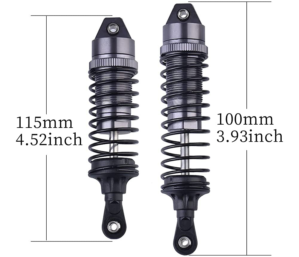 GLOBACT 4PCS Aluminum Front & Rear RC Shocks for 1/10 RC Truck Slash 2WD/4x4 Shocks Rustler 4X4 Stampede 4X4 Hoss 4X4 Upgrade Parts RC Car Replace 5862 (Titanium Color)