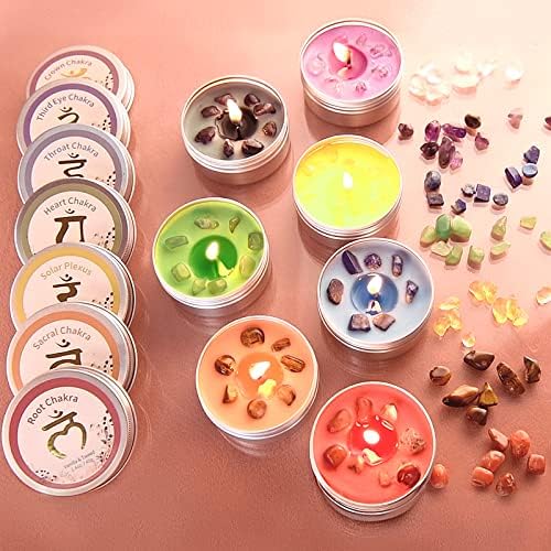 Inspireyes Chakra Candles Set of 7,Meditation Crystal Scented Candles