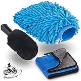 Onetrack Me Motorcycle Detailing Brush Kit – 3 Piece Pack with Wool Wash Brush, Chenille Wash Mitt, & Microfiber Wash Cloth – Perfect Car, Boat, Truck & Motorcycle Detailing Kit