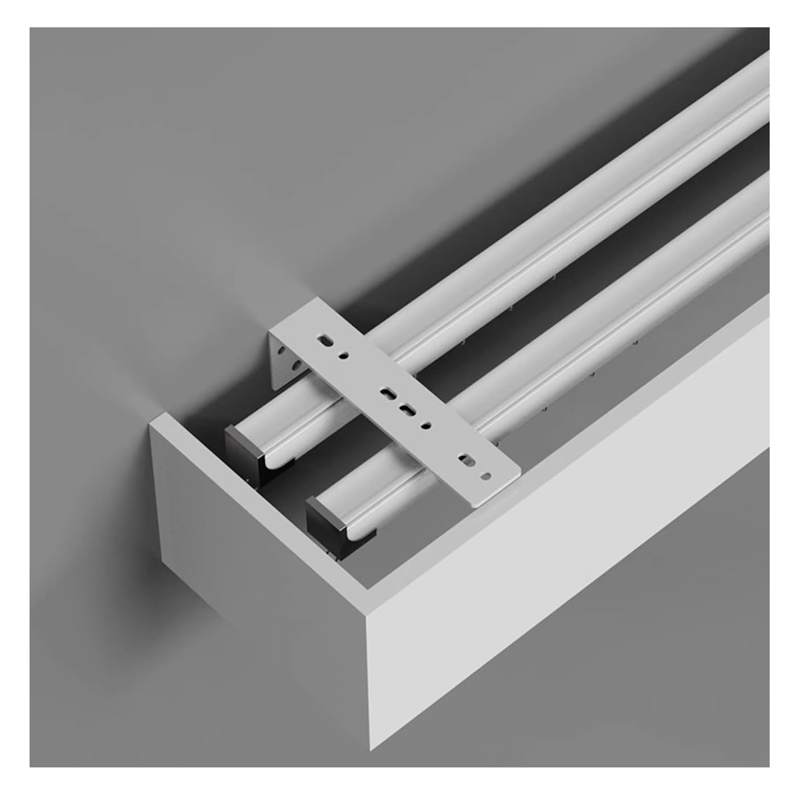 Ceiling/Wall Mount Double Tracks And Curtain Pelmet,Three-in-one Room Dividers Set For Windows, Curtain Boxes Valance Rod(Size:2.2m (7.2ft),Color:Wall Mount)