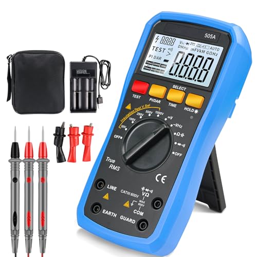 Testeur de résistance d'isolation + multimètre numérique - Plage de tension : 50 V - 1000 V - Plage de résistance : 0,05 MΩ - 20 GΩ - Mesure la tension CA/CC et la résistance