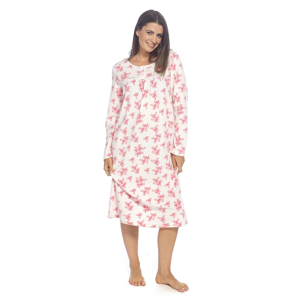 Undercover Women's Pink/White Floral Polar Fleece Nightie Ln473 18-20
