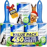 Picture of PetLovers Extra Sticky Lint Roller Mega Value Set 450 Sheets for Pet Hair Removal and Clothes, Dog and Cat Lint Remover 5 Pack