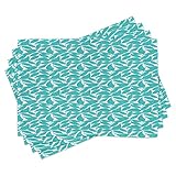 ABAKUHAUS Turquesa Salvamantel Set de 4 Unidades, Follaje Hojas líneas, Material Lavable Estampado Decoración de Mesa Cocina, Turquesa