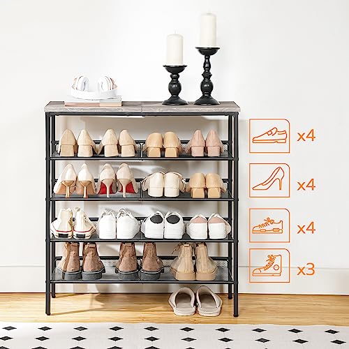 Image of HOOBRO Shoe Rack for Entryway, 5-Tier Shoe Organizer with Adjustable Mesh Shelves, 16-20 Pairs of Shoes, Spacious Floor Mount, Metal, Industrial, Shoe Shelf for Closet, Greige BG12XJ01
