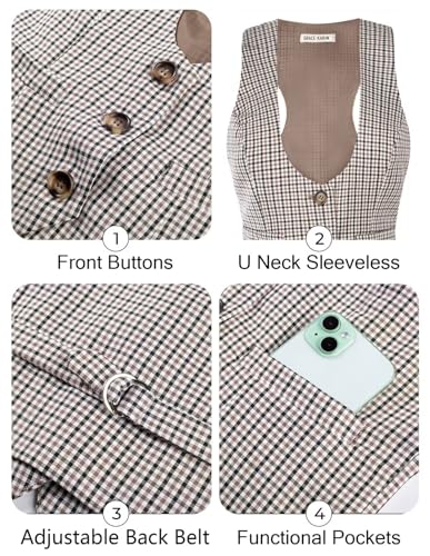 Image of GRACE KARIN Women's Suit Vest Top, Dressy Casual Sleeveless Button Waistcoat, Fromal Steampunk Blazer for Work Office