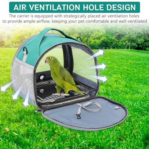 Image of Qpets Small Animal Carrier, Bird Carrier Bag with Shoulder Strap & Handle, Travel Pet Carrier Cage for Small Pet Carrier Bag for Birds, Guinea Pig, Squirrel, Hamster (Recommended weight 3-4KG)