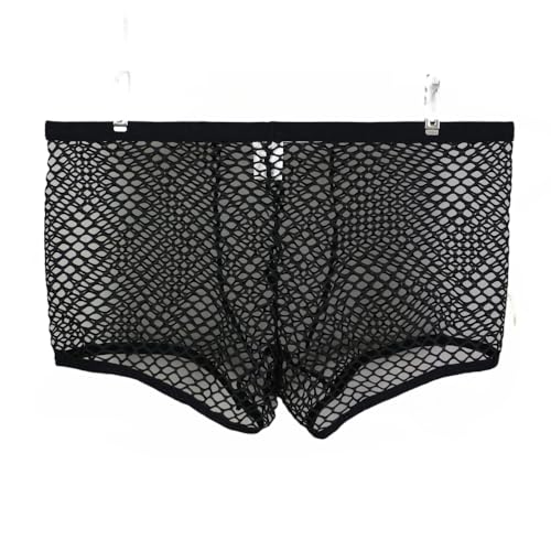 Men's Sexy Mesh Underwear Boxer Shorts Low Waist See-Through Fishnets Breathable Briefs3