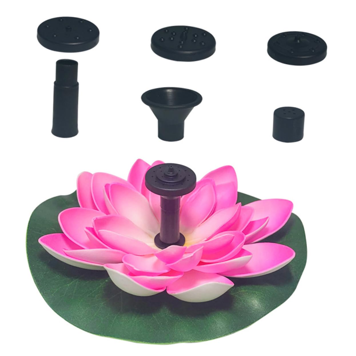 Solar Fountain Pompa 7v 2, 5w a Forma di Loto, Plastica Verde | Fontana ad Energia Solare, Fontana Laghetto Energia Solare, Vacanze Estive, 180l/h, Testa 100cm