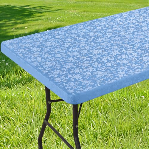 Image of Smiry Heavy Duty Vinyl Fitted Tablecloths for 8 Foot Rectangle Tables