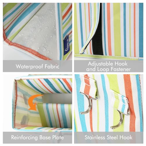 Image of Surblue Bedside Caddy Hanging Bed Organizer Storage Bag Pocket for Bunk and Hospital Beds, College Dorm Rooms Baby Bed Rails,Camp Chiars,Wheelchair Side Bag,4 Pockets and 2 Hooks (Green Stripe)