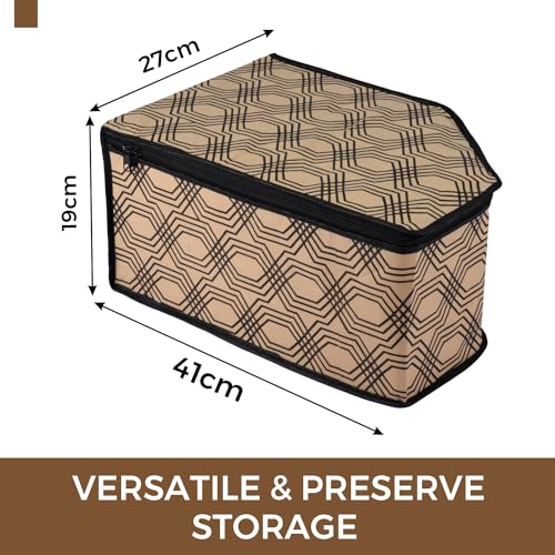 Image of Urbane Home Blouse Cover | Clothes Storage Bag | Zipper Wardrobe Organizers | Non-Woven Clothes Organiser | Side Transparent Blouse Organizer | Honeycomb-Design | Pack of 6 | Coffee