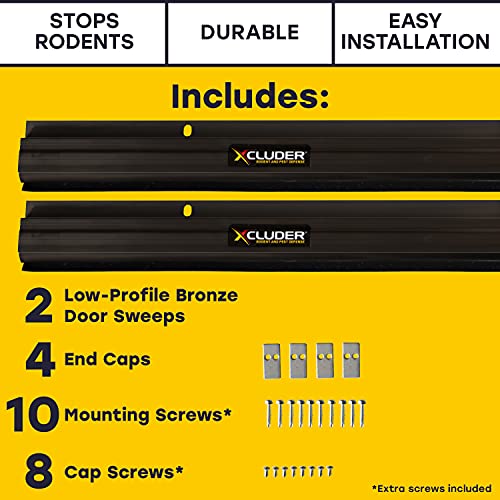 Xcluder 48" Low-Profile Door Sweep, Dark Bronze 2-Pack – Seals Out Animals, Enhanced Weather Sealing, Easy To Install; Door Seal Guard; Chew Proof #TOP1