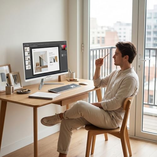 Image of STGSivir All in One Desktop Computer, 23.8 inch FHD Display, Intel Core i7 up to 3.9G, 16GB RAM, 512GB SSD, WiFi 5, BT, RGB Keyboard & Mouse, Webcam, Windows 11 Home,White