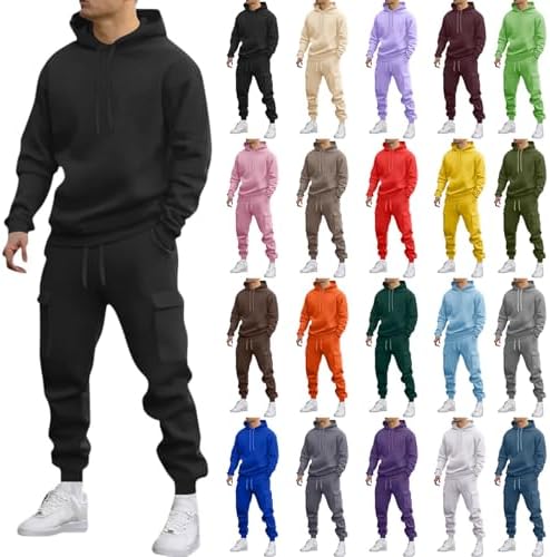 Sweatsuits for Men 2 Piece Set Lightweight Hood Track Suits Mens Joggers and Hoodie Set Spring Casual Gym Sweat Suit