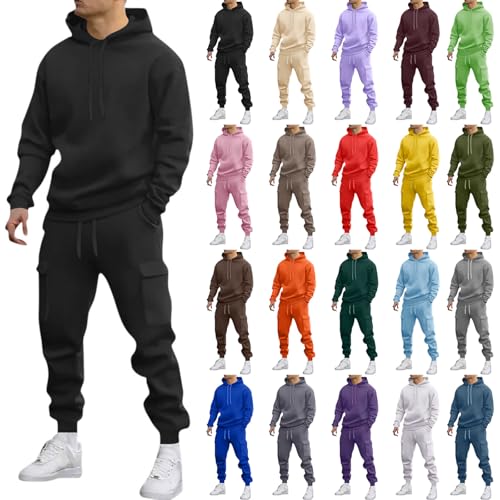 Survetement Homme Ensemble Ensemble Jogging Homme 2 Pièces Sweat Hoodies Et Pantalon Jogging Survêtement De Sport Couleur Unie Ample Et Confortable Combinaison De...