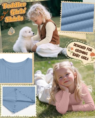 Image of 3 Pack Toddler Girls Cute Long Sleeve Cotton Shirts
