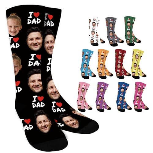 iDIY Custom Socks for Father’s Day – Personalized Socks with Photo and Text, Personalized Gift for Dad Men Women