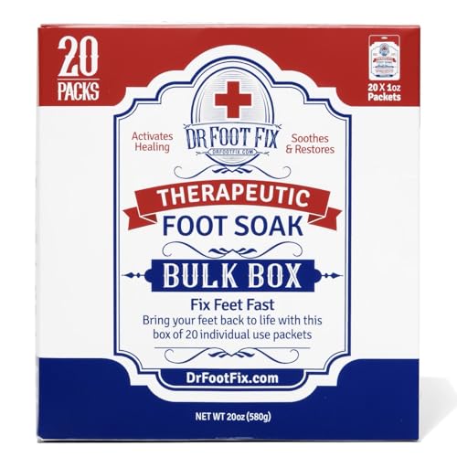 Dr Foot Fix Therapeutic Foot Soak. Organic Tea Tree, Peppermint & Birch Oil. Helps Soak Toenail Fungus, Athletes Foot & Stubborn Foot Odor - Soothes Feet - Tingles for Hours (20 Pack Retail Box)
