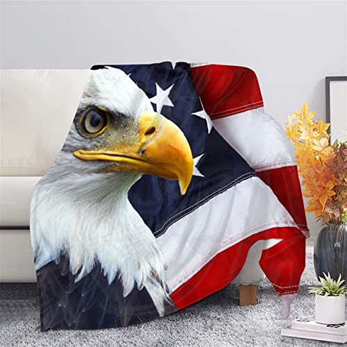 Forchrinse American Flag Bold Eagle Print Soft Throw Blanket Fleece Blanket Flannel Throw For Men Women Fuzzy Comfort Bed Throw,Microfiber #TOP22