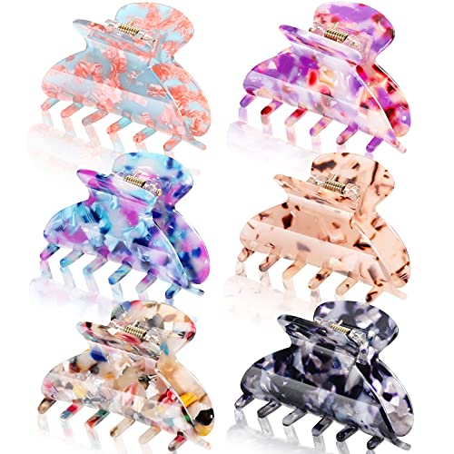 WILLBOND Tortoiseshell Claw Clips — 6-Piece Set, 2.6in (Cute Patterns)
