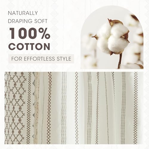 Image of INK+IVY Imani Tufted Chenille 100% Cotton Shower Curtains Machine Washable, Modern Home Bathroom Decor Bathtub Privacy Screen, 72 inch W x 72 inch L, Ivory (Pack of 4)
