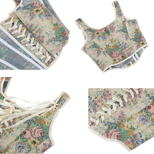 Image of Women-Renaissance-Floral-Corset-Bustier Vintage-Gothic-Camisole-Shapewear | Retro overbust corset bustier top,lace-up adjustable fit,for daily,cosplay, Halloween and themed costume