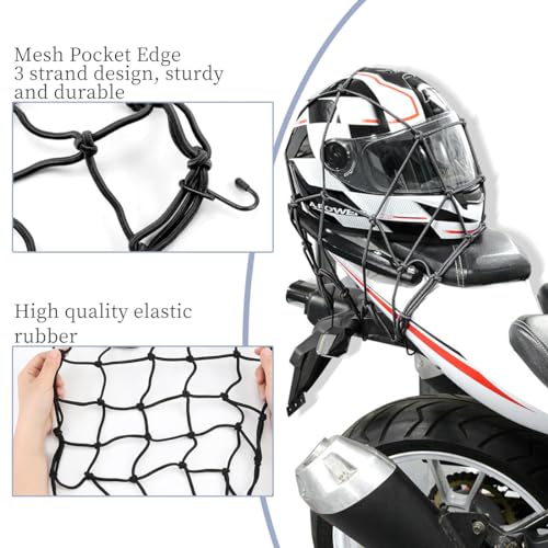 Gepäcknetz Fahrradkorb Hinten 40x40 cm, Schwarz Netz für Fahrradkorb und Motorrad, mit Haken