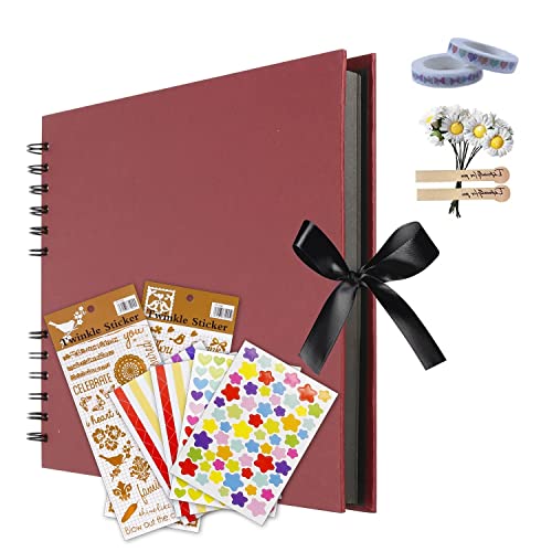 MuChoney Album photo à personnaliser soi-même - 80 pages - Peut être utilisé comme cadeau de remise de diplôme - Cadeau d'anniversaire de mariage - Cadeau de Saint-Valentin (rouge) Cover