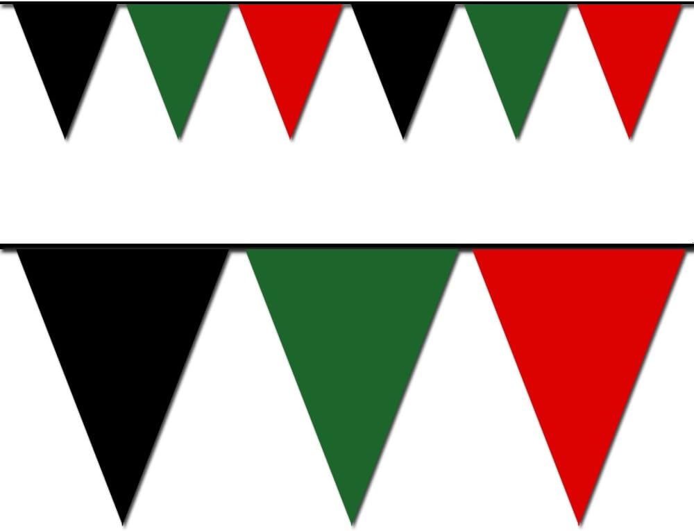Black, Green and Red Triangle Pennant Flag 100 Ft.