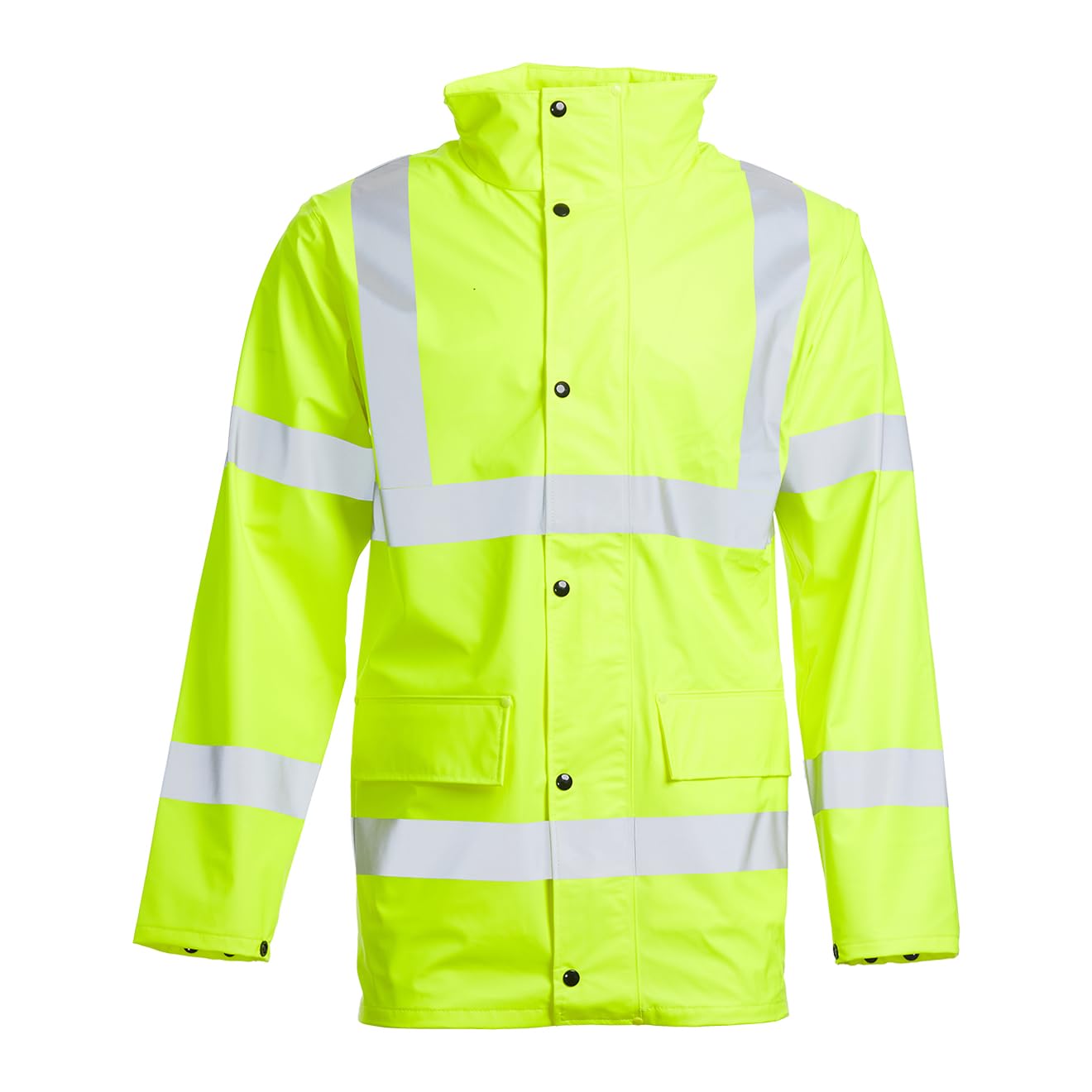 Chamarra hi vis amarilla PU impermeable reflectante con capucha cazadora alta visibilidad 5XL 8