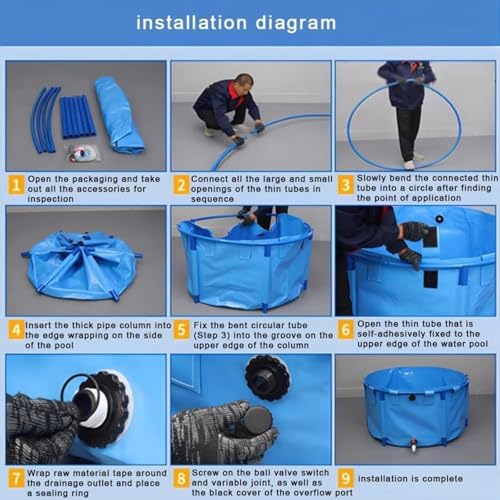 Tanque de lona azul resistente al desgaste y plegable para peces 5