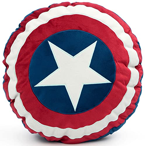 Jay Franco Marvel Avengers Captain America's Shield Shaped Decorative Pillow - Kids Super Soft Throw Plush Pillow - Measures 16 Inches (Official Marvel Product)