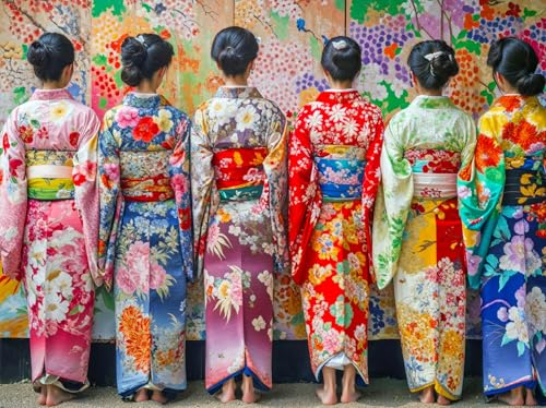Lucky Puzzles Colorful Kimono Mosaic - 500 Piece Artistic Jigsaw Puzzle for Adults and Kids | Vibrant Colors | Cultural Art | Premium Quality | Brain Exercise and Home Decor | 18 x 24 Inches