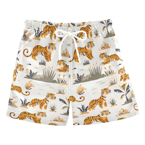 ALAZA Tiger Cartoon Funny Boys Quick Dry Beach Board Shorts Kids Swim Trunks Bathing Suit Swimsuit 4T Multicolor